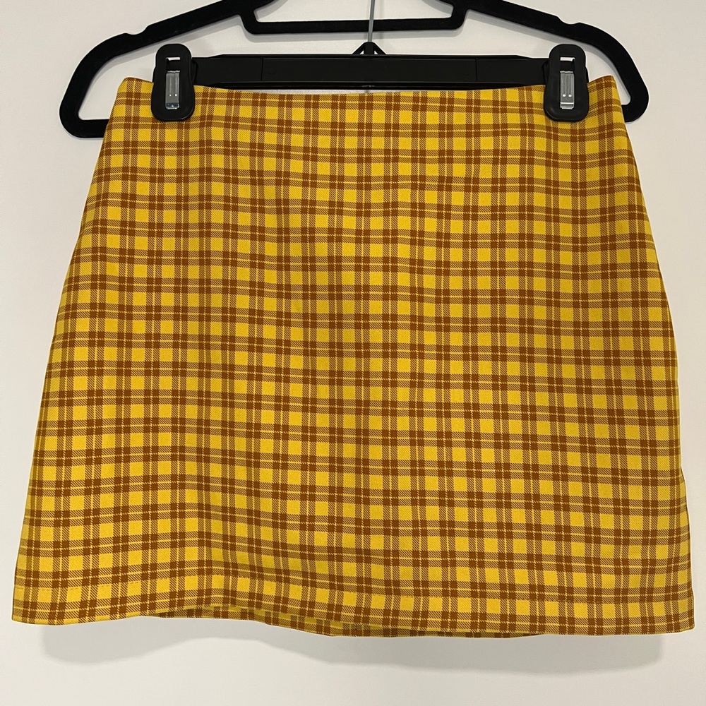 Chic Yellow Plaid Mini Skirt